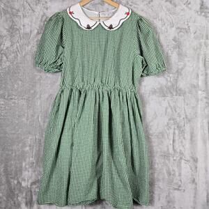 Ivy City Co Lucia Dress Green Gingham Embroidered Cottagecore Holiday Size 1X